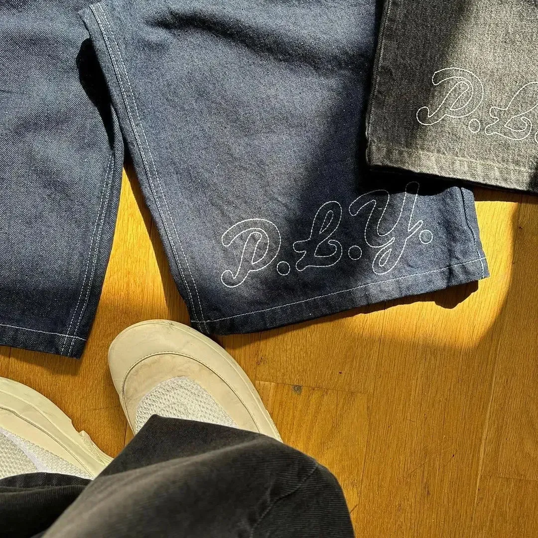 Haruku Y2k Hip-hop Retro Bol Jorts Sokak Giyim Yaz Punk Rock Mektup Nakış Moda Kot Şort Erkek Giyim 241202_voghion.com
