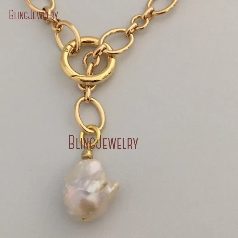 Chains NM35057 Baroque Pearl Choker European Inspired Necklace With Spring Lock_voghion.com