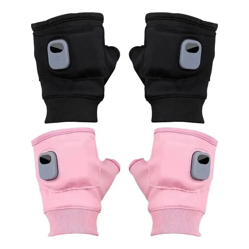 1 paire de gants chauffants électriques USB unisexes pour l'hiver, mitaines chauffantes à demi-doigts pour randonnée en plein air 241125_voghion.com