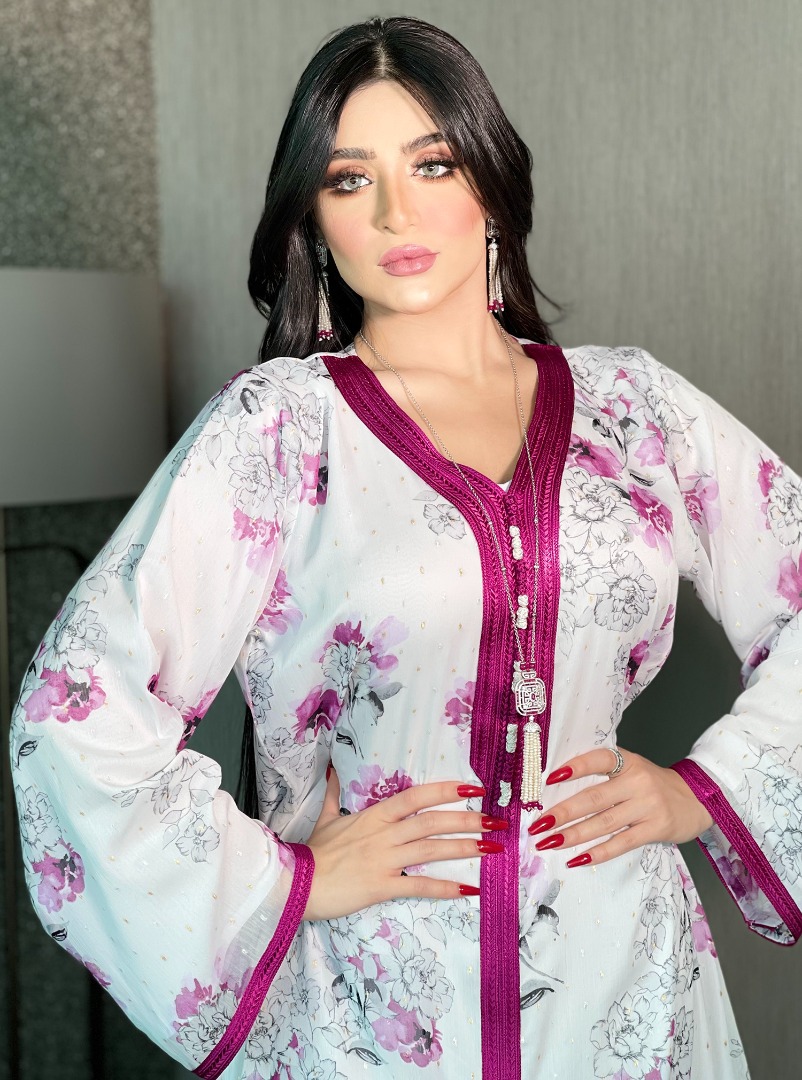 Abbigliamento donna Moda Medio Oriente Nuovo Oro Seta Chiffon Stampa a inchiostro Abito Donna Abaya Stile etnico Arabo Dubai Abito_voghion.com