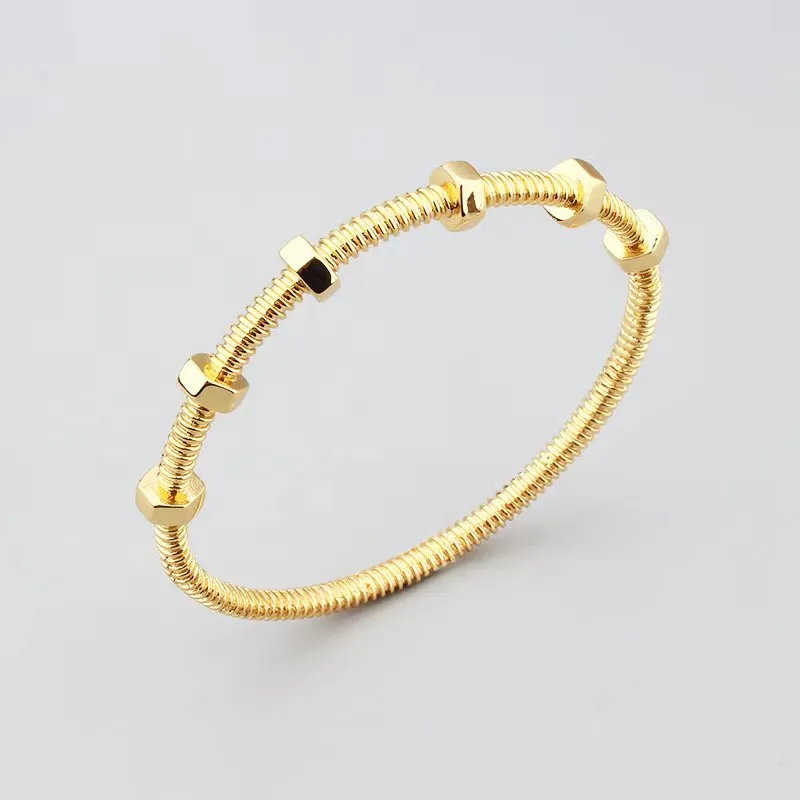 Braccialetti con braccialetti in oro rosa e vite in argento, per donne, ragazze e signore, set di gioielli unisex, gioielli di design, regali per feste_voghion.com