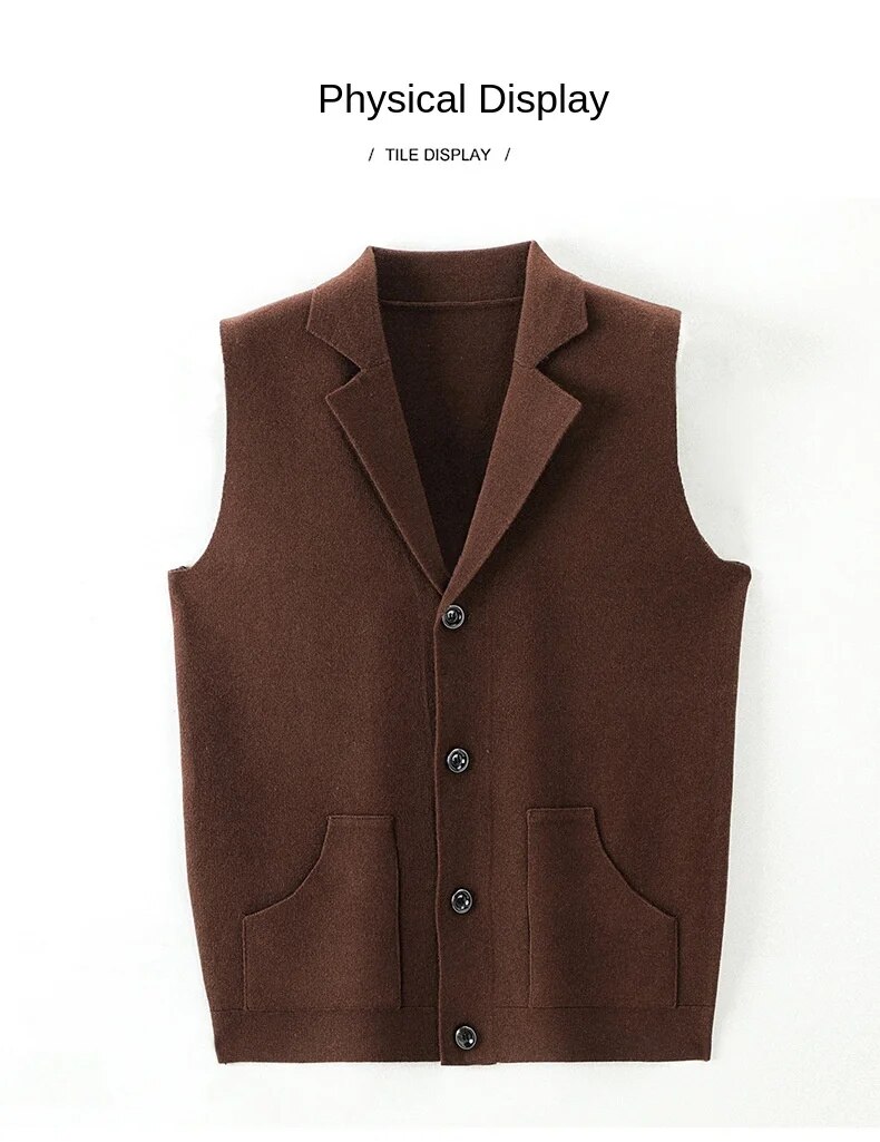Level 4 Super Anti-Pilling Top Grade Pleuche Nei Hierscht Revers Moudemark Strickjacke Casual Trendy Pulloverweste_voghion.com