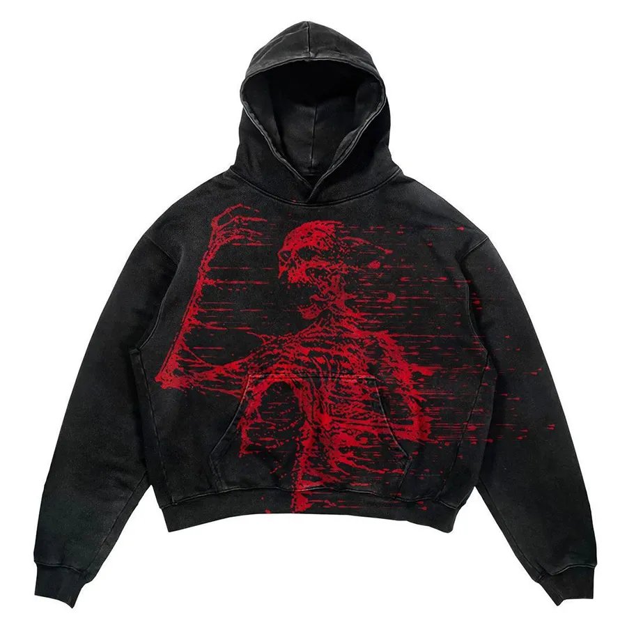 Herren-Designer-Skelett-Sweatshirts im Y2K-Stil, lockere Fleece-Kapuzenpullover für Männer und Frauen, High Street, lässige, übergroße Hoodies_voghion.com
