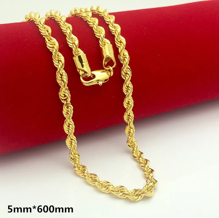 Kjeder Gullfylt Solid Twisted Chain Men Kvinner Smykker Mote Punk Style 5MM 6MM 7MM Full Størrelse For Your ChoiceKjeder_voghion.com