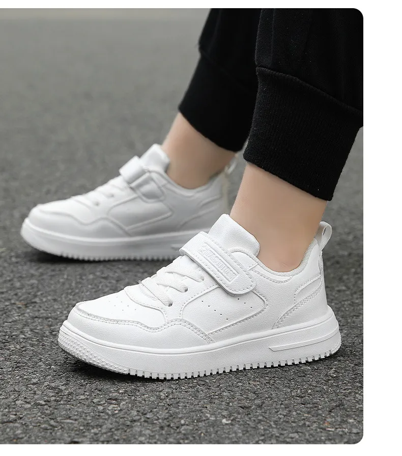 All White Leather Youth Shoes Fashion Kids Children Student Tennis Running Sneakers Happysteps Sport Trainers For Boys_voghion.com