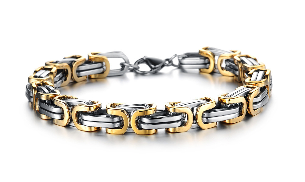 Bracciale imperiale in acciaio al titanio da uomo alla moda prepotente Bracciale imperiale Bracciale cubano con fibbia quadrata in acciaio inossidabile_voghion.com
