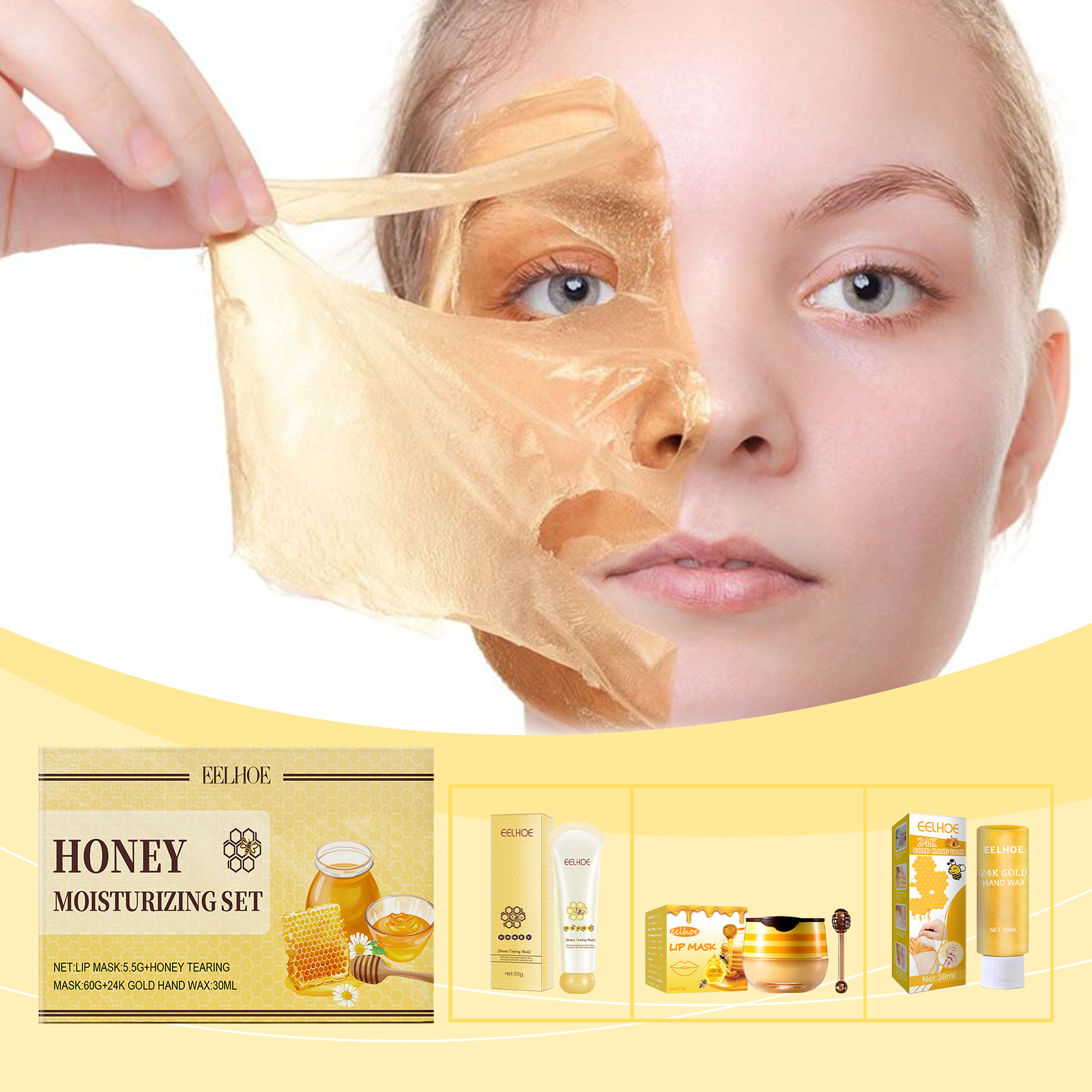 EELHOE Set exfoliant hidratant pentru piele cu miere Set hidratant exfoliant delicat pentru curățarea pielii_voghion.com