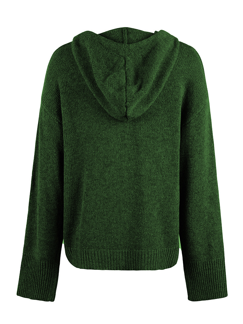 Cardigan in maglia da donna con cappuccio e bottoni_voghion.com