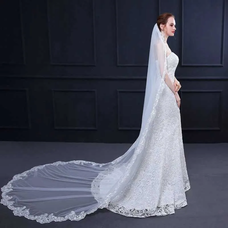 Hair Jewelry Hot Sale Veil One Layer Lace Bridal 1.5*3 Meter Cheap Bride Veils Wedding Accessories Velo De Novia_voghion.com