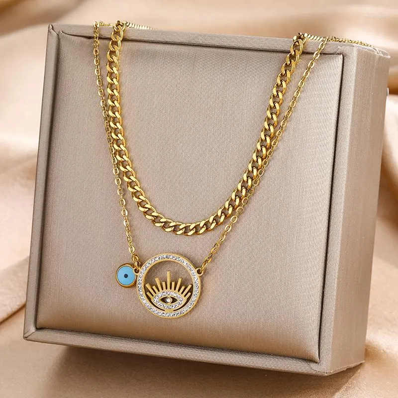 Chains Stainless Steel Eye Shaped Necklace Trendy Jewelry_voghion.com