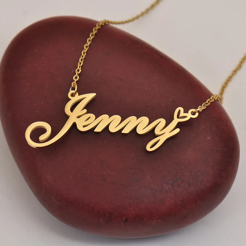 Pendant Necklaces Love Heart Wendy Name Necklace For Women Stainless Steel Gold & Sier Nameplate Femme Mother Child_voghion.com