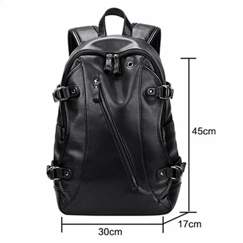 Men's Waterproof Usb Charging Backpack Leather Travel Bookbag_voghion.com