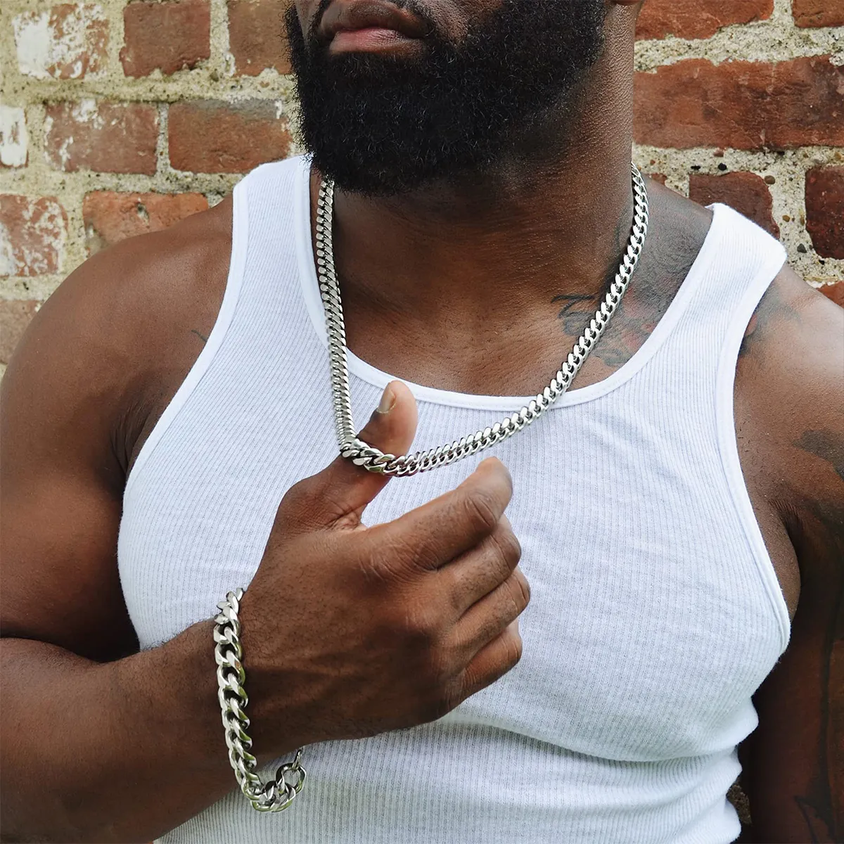 Catene Moda Europea E Americana Uomo Collana In Rame Puro Placcato Con Oro/S Argento Doppia Catena Cubana Stretta Hip-hop_voghion.com