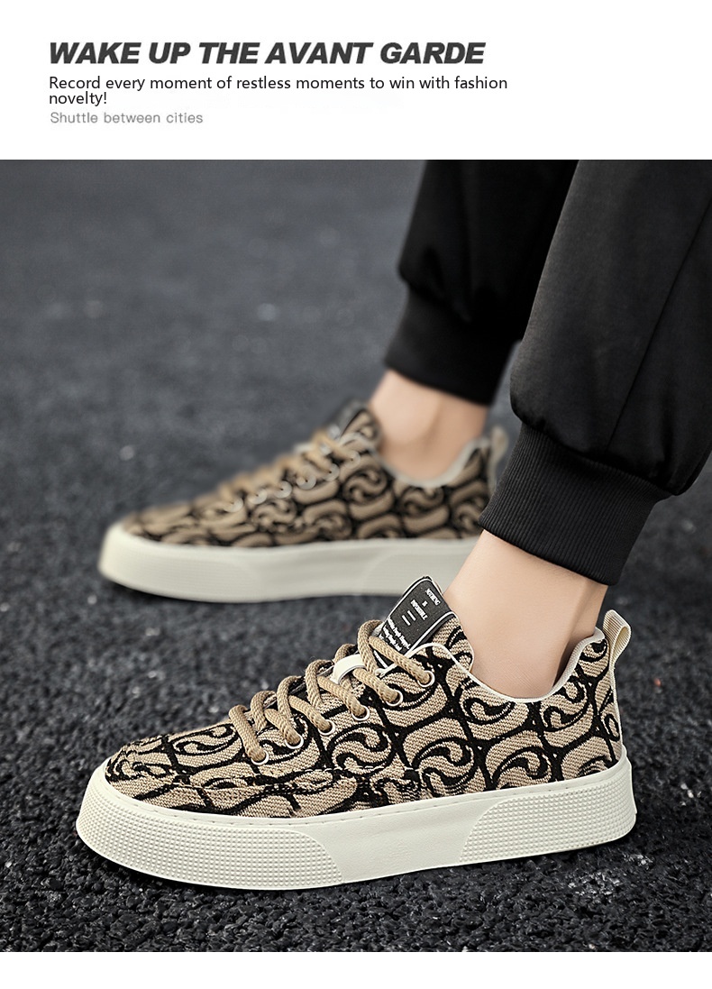 Herenschoenen Lente 2024 Nieuwe ademende canvasschoenen Trendy veelzijdige sport- en casual lage schoenen Heren bedrukte trendy schoenen_voghion.com