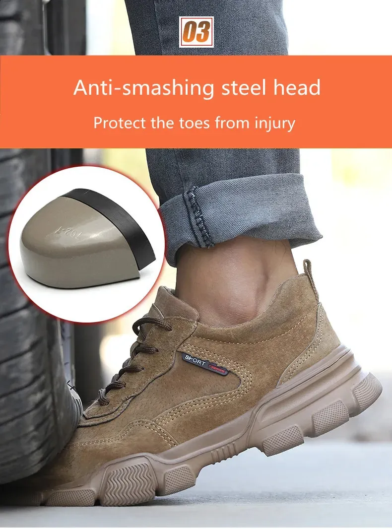 Arbejdssikkerhed Herre slip-on letvægts ståltåkapper, ikke-nedbrydelige, punkteringssikre arbejdssko til mænd_voghion.com