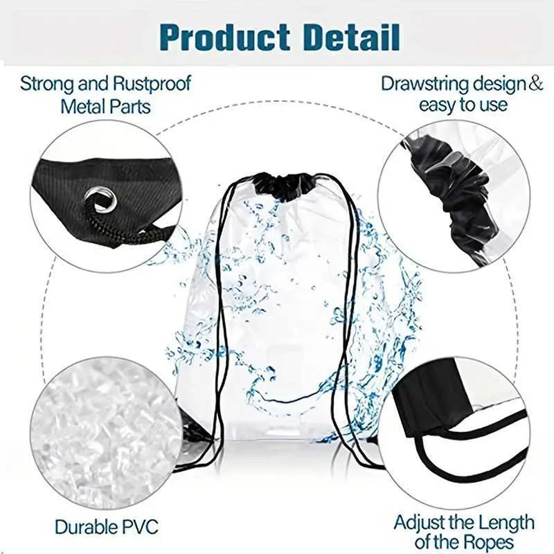 New Transparent Drawstring Backpack Fruit storage Tote Gym Bag Sport Pack Unisex Large Capacity Lightweight Beach_voghion.com