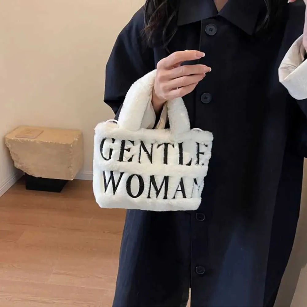 Žene Crossbody ramena, elegantne, s oslikanim slovima, plišane, gospodske, torbice za šminkanje i ruž za usne, velikog kapaciteta C241216_voghion.com