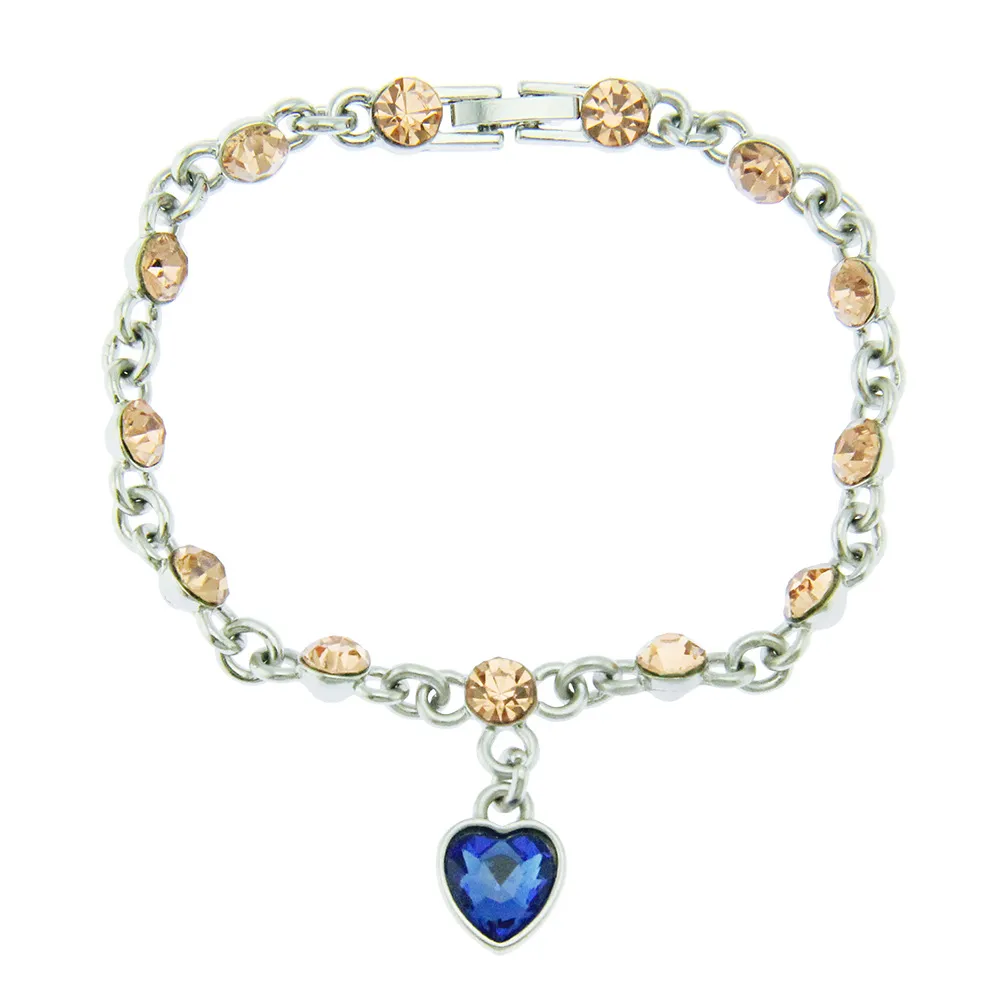Rhinestone Heart Charm Bracelet With Gold And Silver Chain Style_voghion.com