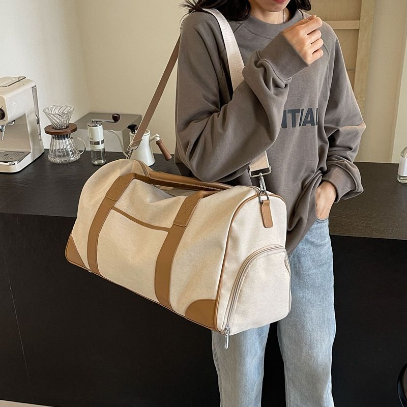 Neutrale Handreisetasche, große Outdoor-Reisetasche, Sport- und Fiesstasche Damen, Retro-Gepäcktasche aus Canvas für_voghion.com