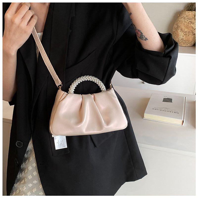 And High-end Feeling Cloud Pearl Handle Handle, Single Shoulder Crossbody Bag, 2024 Summer New Pleated Small Bag_voghion.com