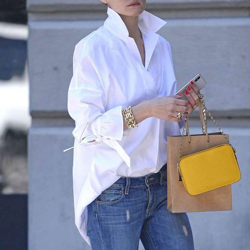 Women's long sleeve shirt Street fashion loose solid color plus size shirt