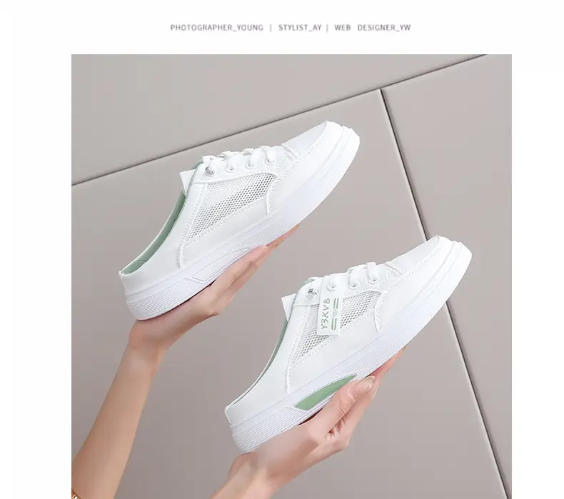 Damen Freizeitschuhe Atmungsaktive Halbschuhe Weiße Slipper_voghion.com