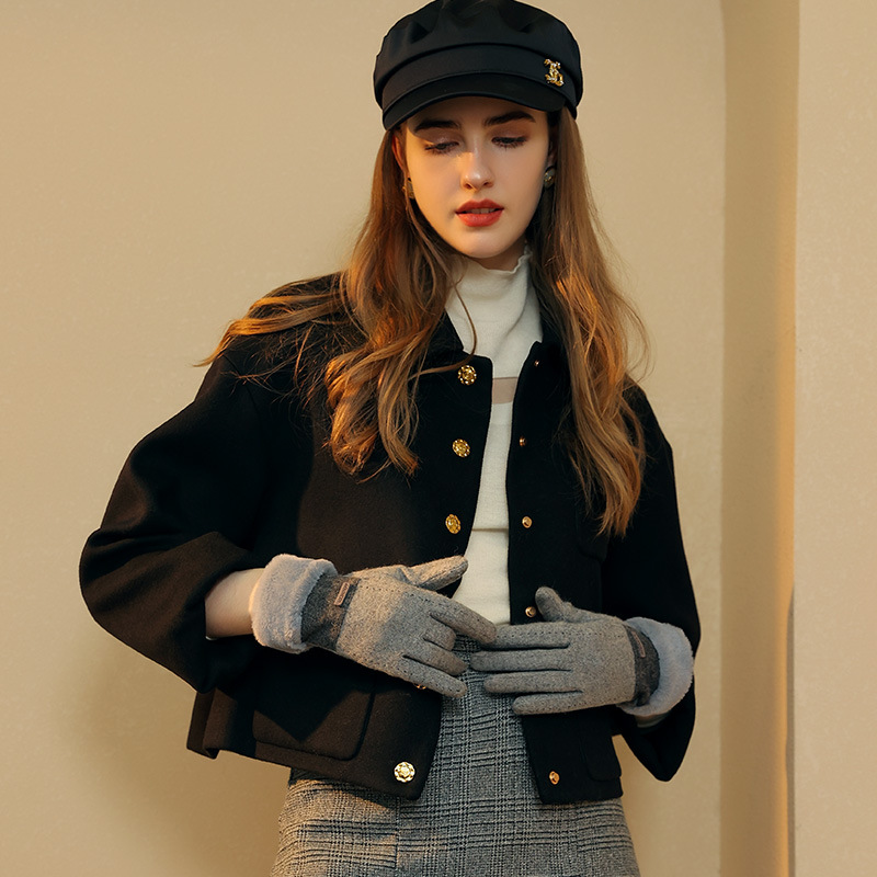 Gants en laine pour écran tactile, en velours et cachemire, pour le cyclisme et la conduite, nouvelle collection hiver 2023 pour femmes_voghion.com