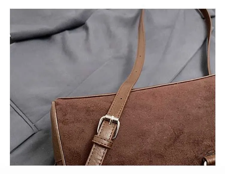 Retro Suede Handbag Shoulder Bag Large Capacity Crossbody Bag_voghion.com