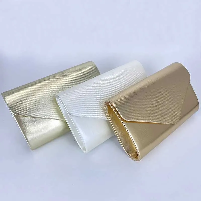 Exquisite Evening Clutch Shiny Leather Envelope Chain Cross Body Bag Womens Party Wallet Y241019_voghion.com