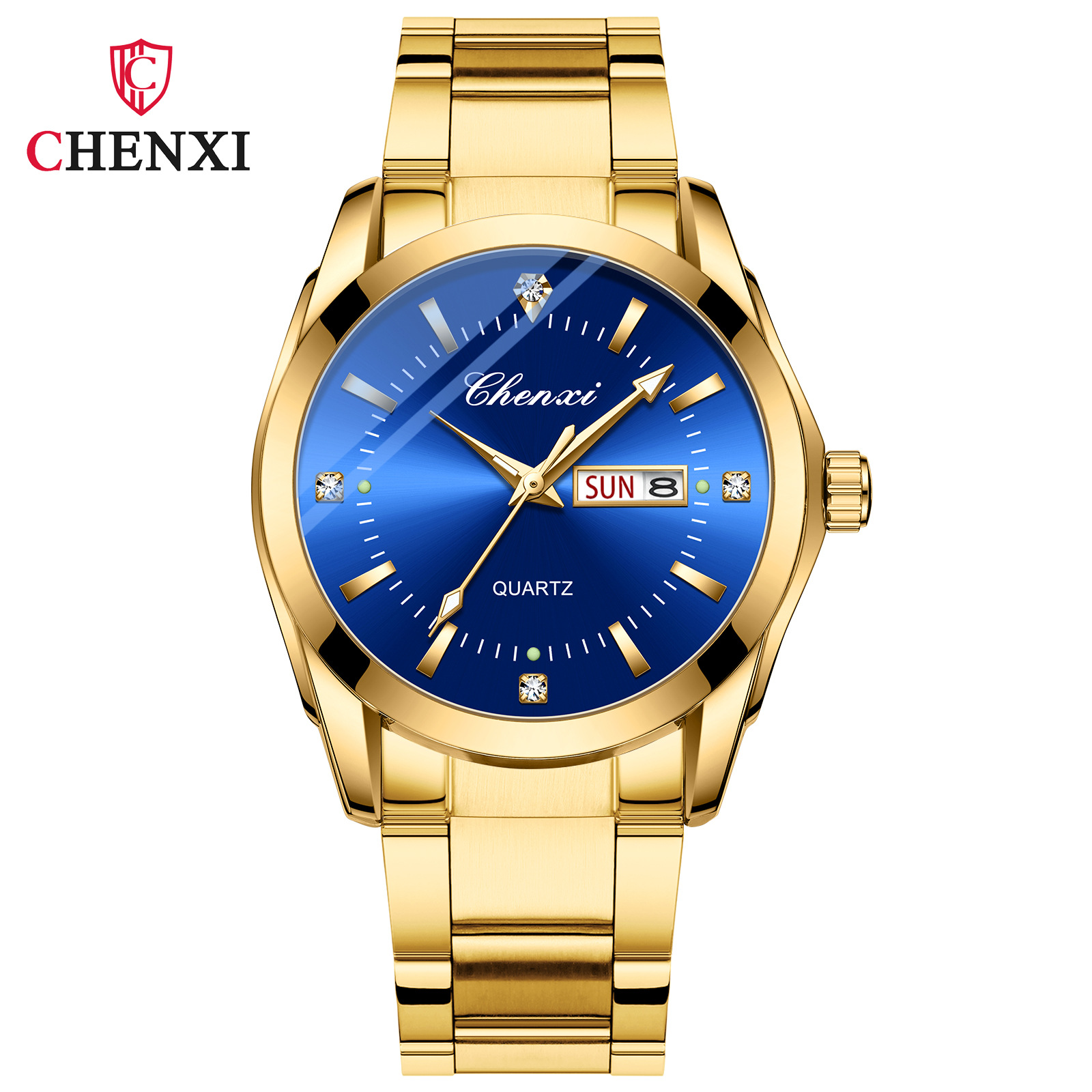 Lover's Watches Fashion Couple Watch Double Calendar With Diamond Steel Band Quartz Pair Watch For Men And Women_voghion.com