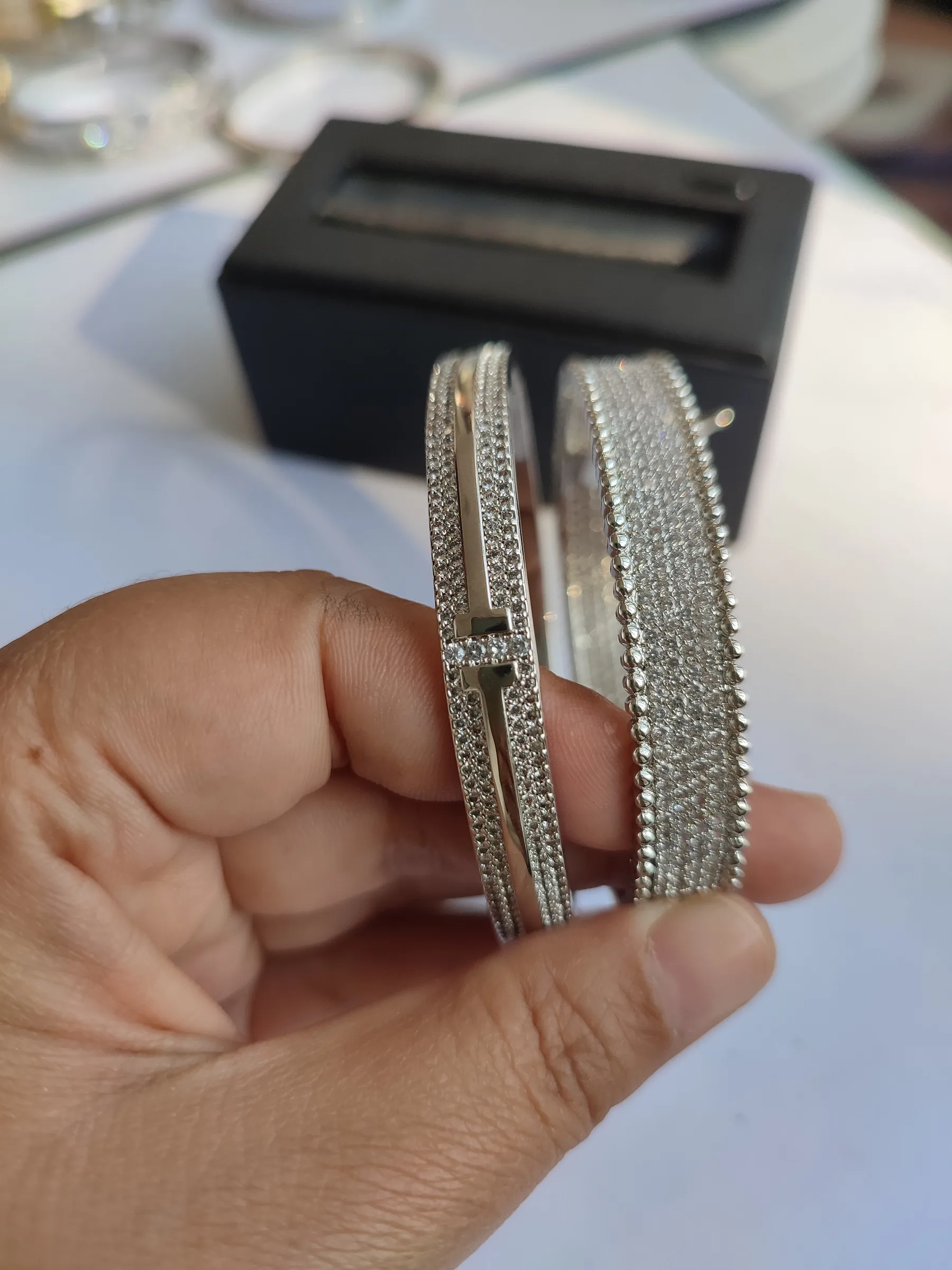 Cubic Zirconia Geometric Bangle Tennis Bracelet For Couples_voghion.com