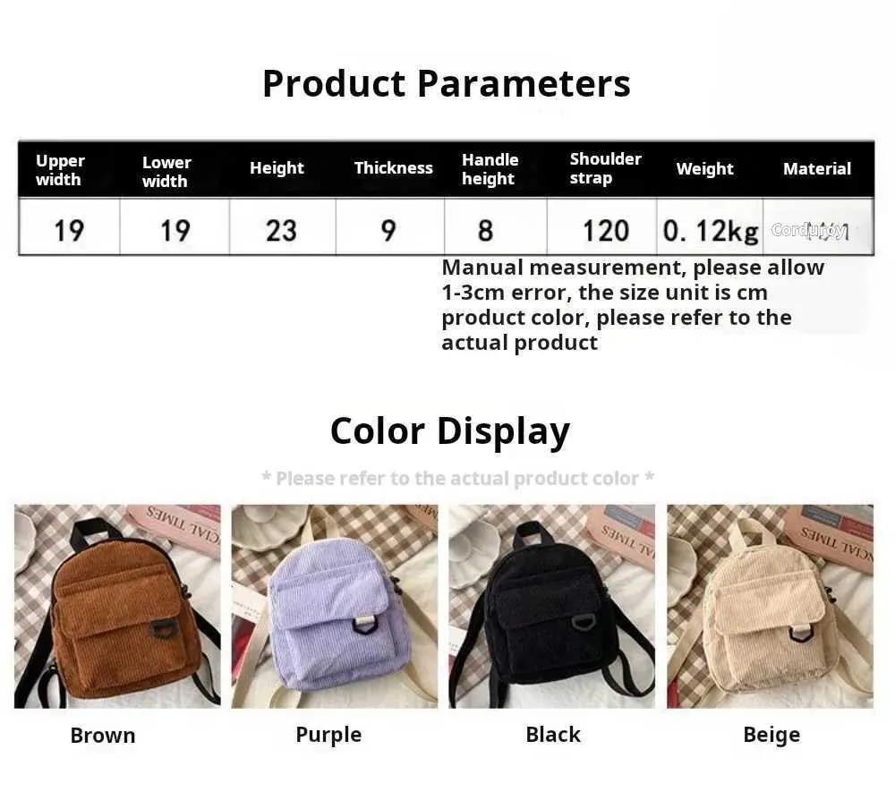 Kleiner Damen Mini Rucksack Aus Kord Für Freizeit Und Reisen_voghion.com