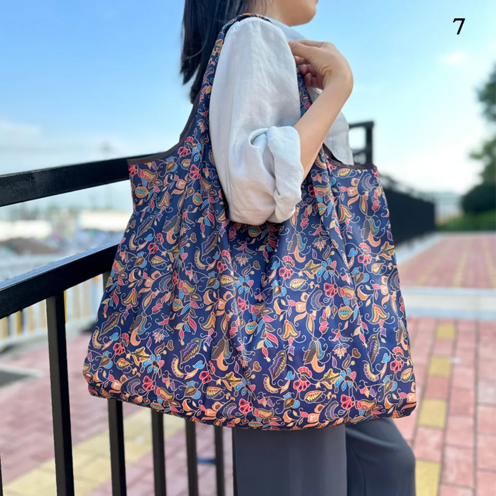 Oxford Cloth Folding Big Portable Storage Large-capacity Washable Reusable Foldable Shopping Bag Handbags_voghion.com
