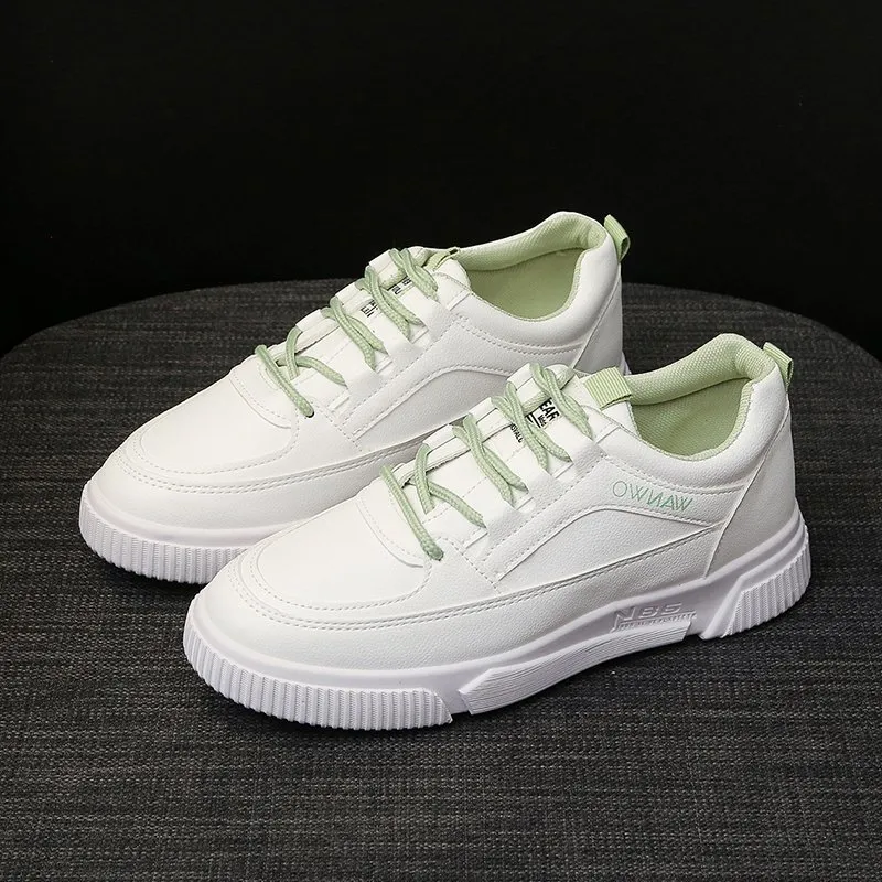 Thick Soled Round Toe College Style Low Cut White With Breathable Mesh For Comfortable Casual Sports Shoes_voghion.com