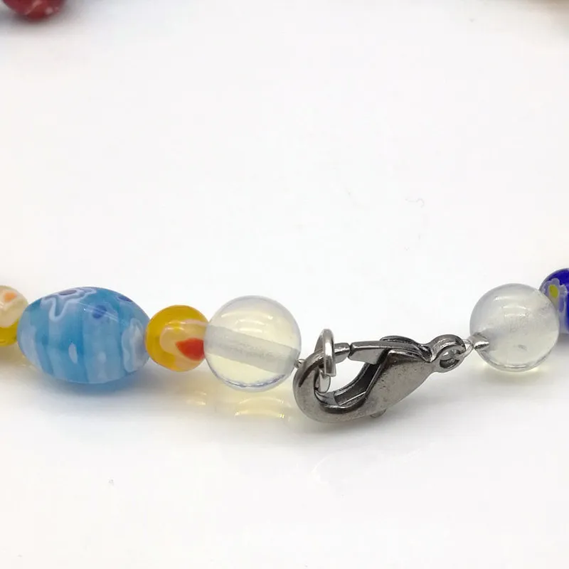 Ketten Mode Rad Millefiori Murano Glas Halskette 6-14mm_voghion.com