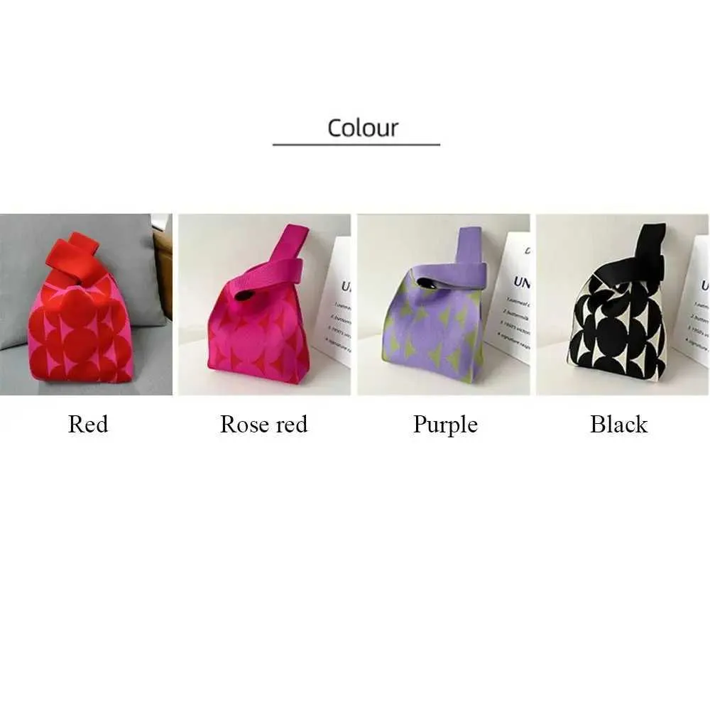 4-color mini suitable for girls reusable handmade knitted handbag shopping bag Y241106_voghion.com