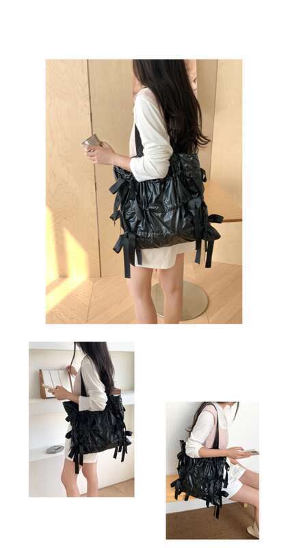 2025 Koreanisches neues Nischendesign, große Kapazität, Damen-Schultertasche, modische Persönlichkeit, leichte Falttasche mit Schleife_voghion.com