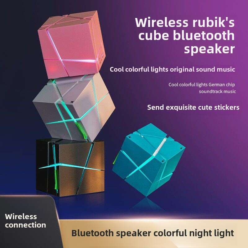 Magic Cube Bluetooth skaļrunis basa lielgabals Mini pārnēsājams krāsains gaismas bezvadu kartes ievietošana maza audio radoša_voghion.com