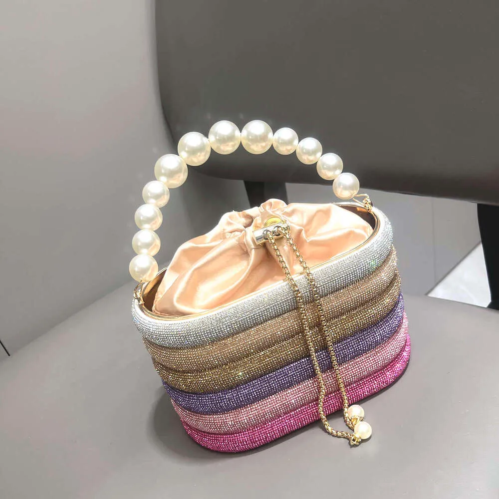 Borse da sera e borsetta da donna, borsa a tracolla con cristalli lucidi, borsa a secchiello_voghion.com