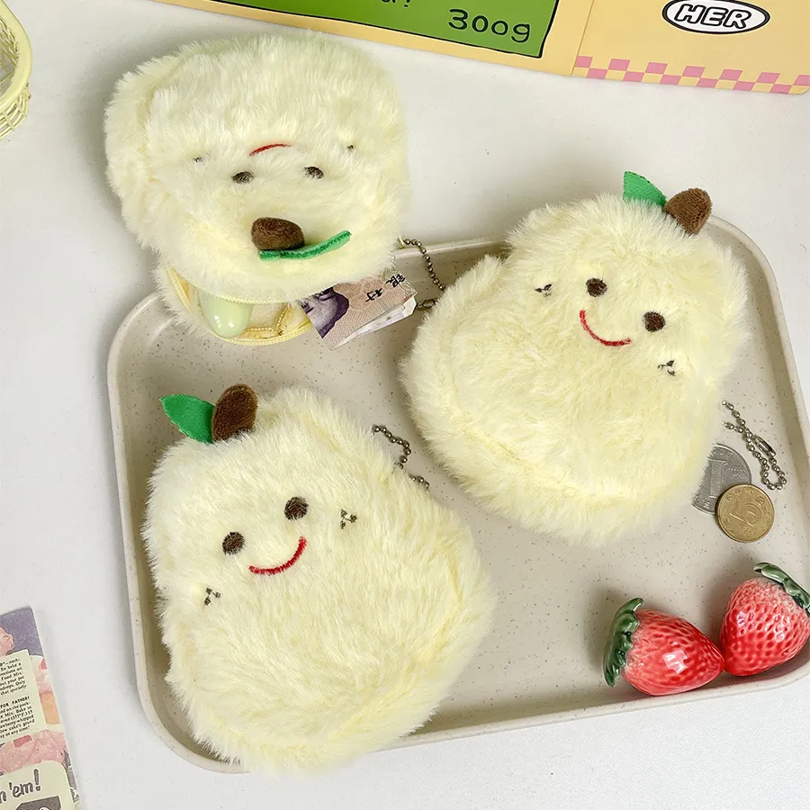 Cute Pear Shaped Coin Purse Card Holder Zipper Earphone Lipstick Key Organizer Plush Fruit Mini Bag Pendant Money Pouch_voghion.com