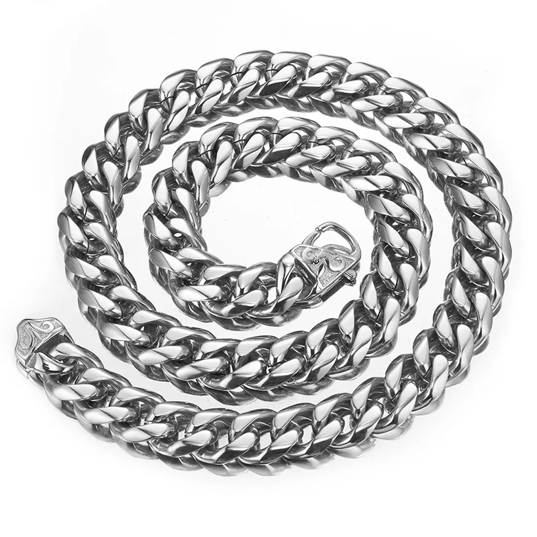 Chaînes 13/15 mm de large Hip-hop en acier inoxydable couleur argent/or/noir chaîne cubaine gourmette pour hommes et femmes collier ou bracelet_voghion.com