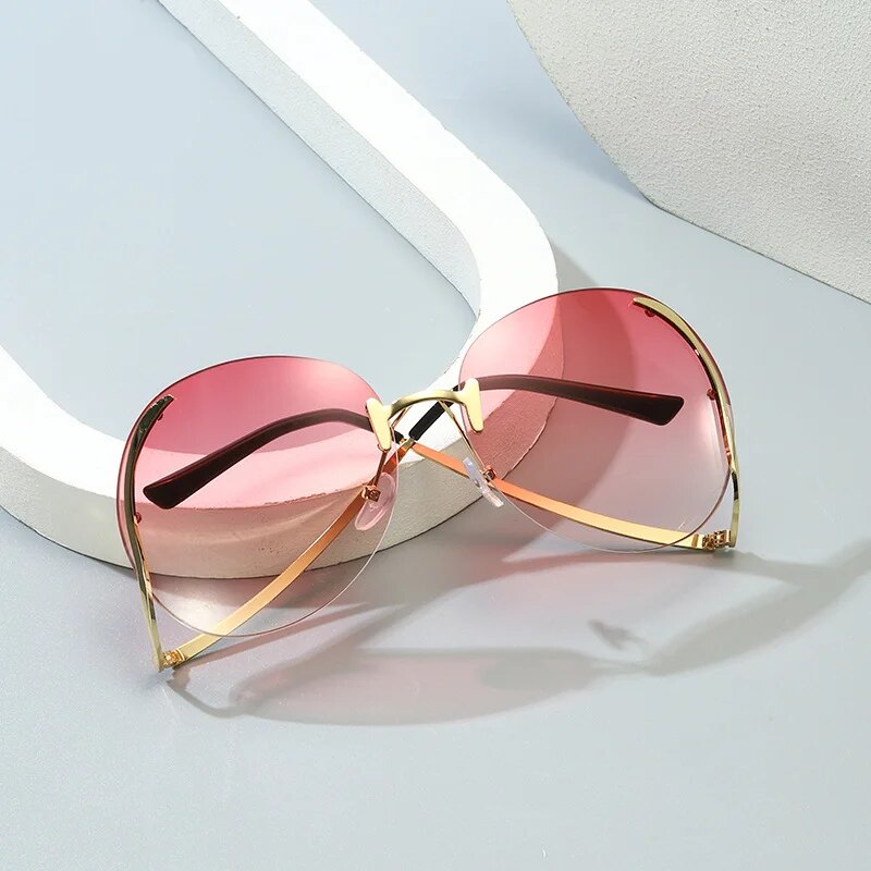 New Colored Ocean Film Frameless Personalized Sunshade European American Trendy And Fashionable Sunglasses_voghion.com