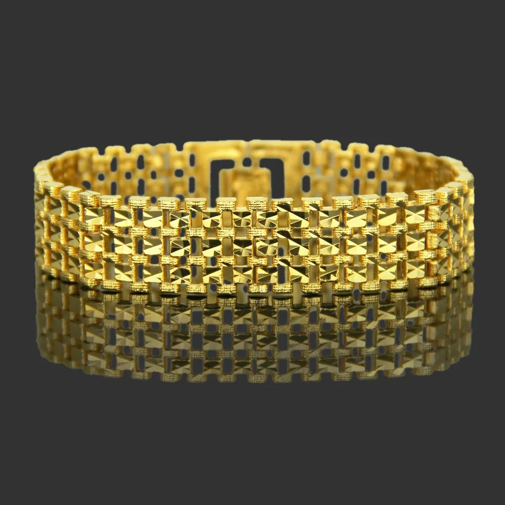 Mens Gold Bracelet Personalized Hip Hop Rapper Bangle Chain Jewelry_voghion.com