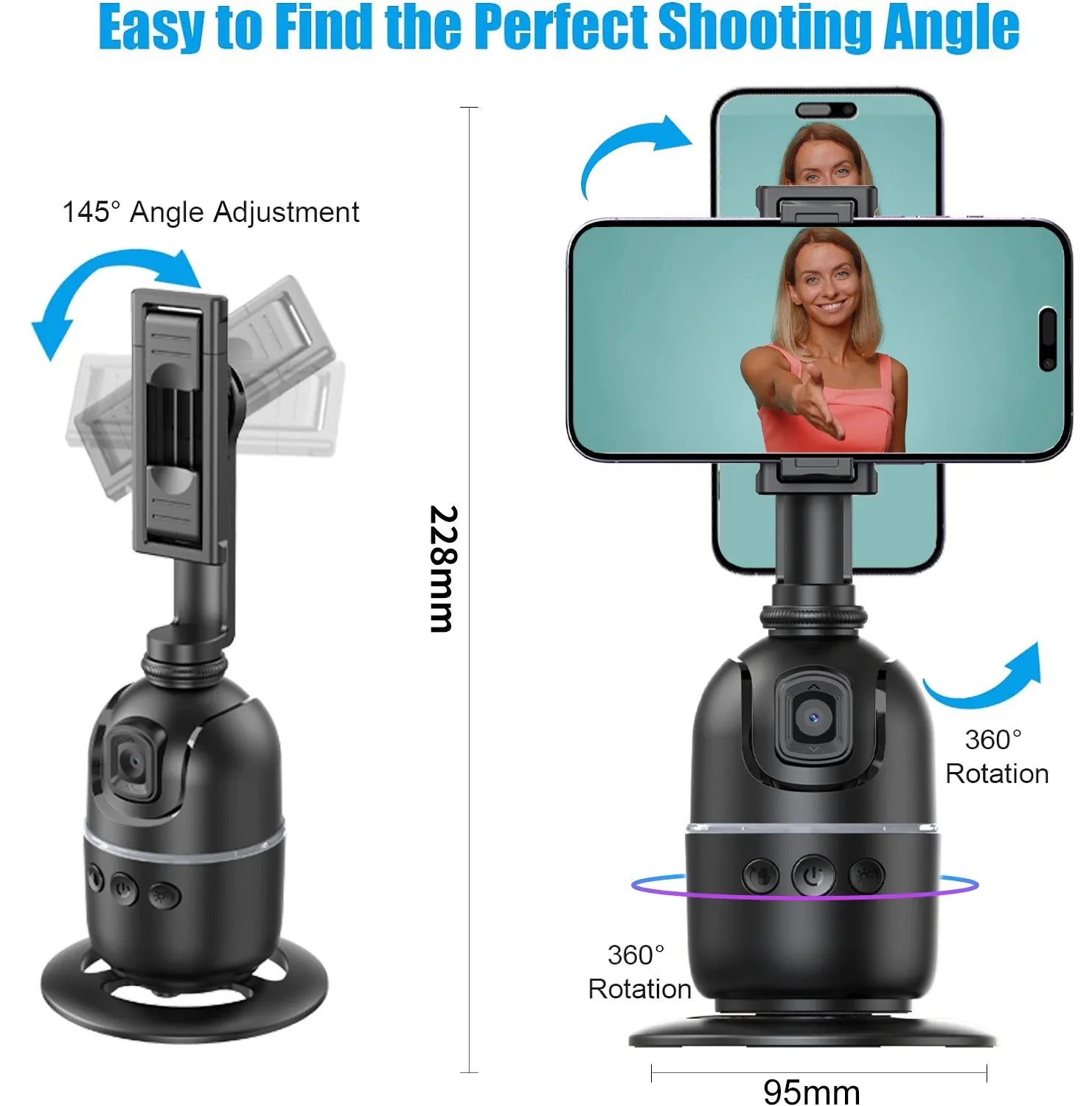 W O P03 Stabilizzatore Gimbal con tracciamento automatico del viso AI, treppiede per telefono cellulare, bastone per selfie portatile, supporto per riprese, controllo dei gesti_voghion.com