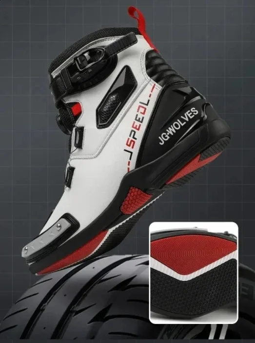 mens leather breathable anti slip wear-resistant rider boots motorcycle racing ankle length shoes 241105_voghion.com