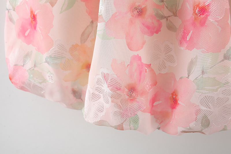 Summer New Baby Girl Dress Flower Printed Chiffon Dress Comfortable Breathable Kids Clothes_voghion.com