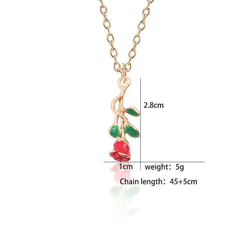 Colliers pendentifs créatifs romantiques pour femmes, collier rose charmant, 3 couleurs, accessoires de fête pour femmes, mode Saint-Valentin_voghion.com