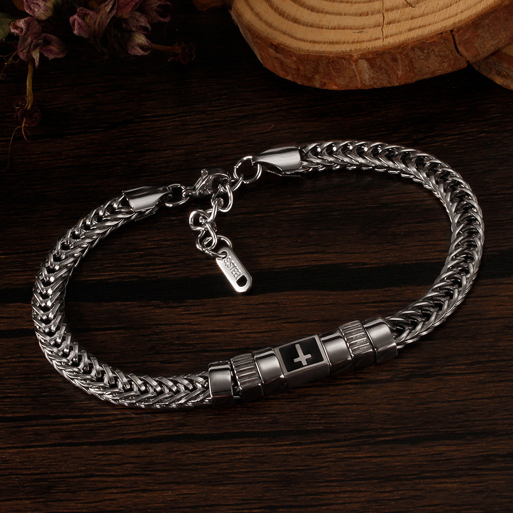 Kreuz Titan Stahl Armband für Männer_voghion.com