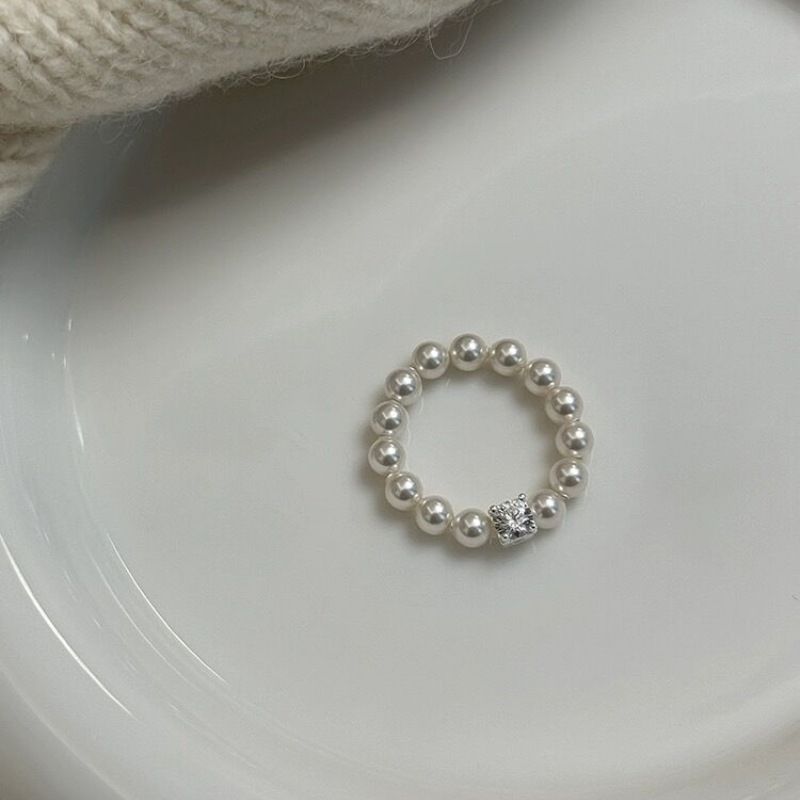 Piccolo squisito cubo di zucchero in zircone Shijia perla elastico leggero elegante braccialetto francese gioielli per ragazze all'ingrosso_voghion.com