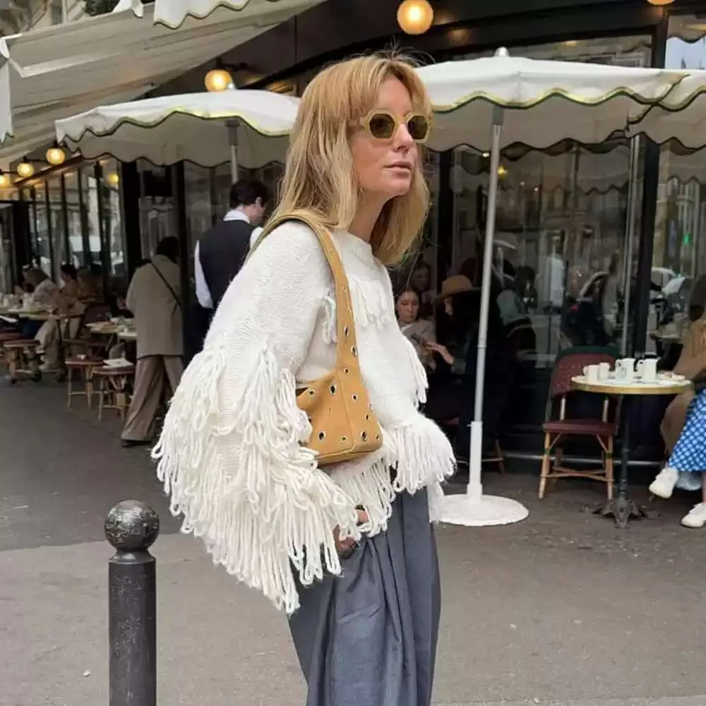 Sac à main en daim de créateur rétro à bandoulière avec rivets, couleur unie, sac à aisselle tendance_voghion.com